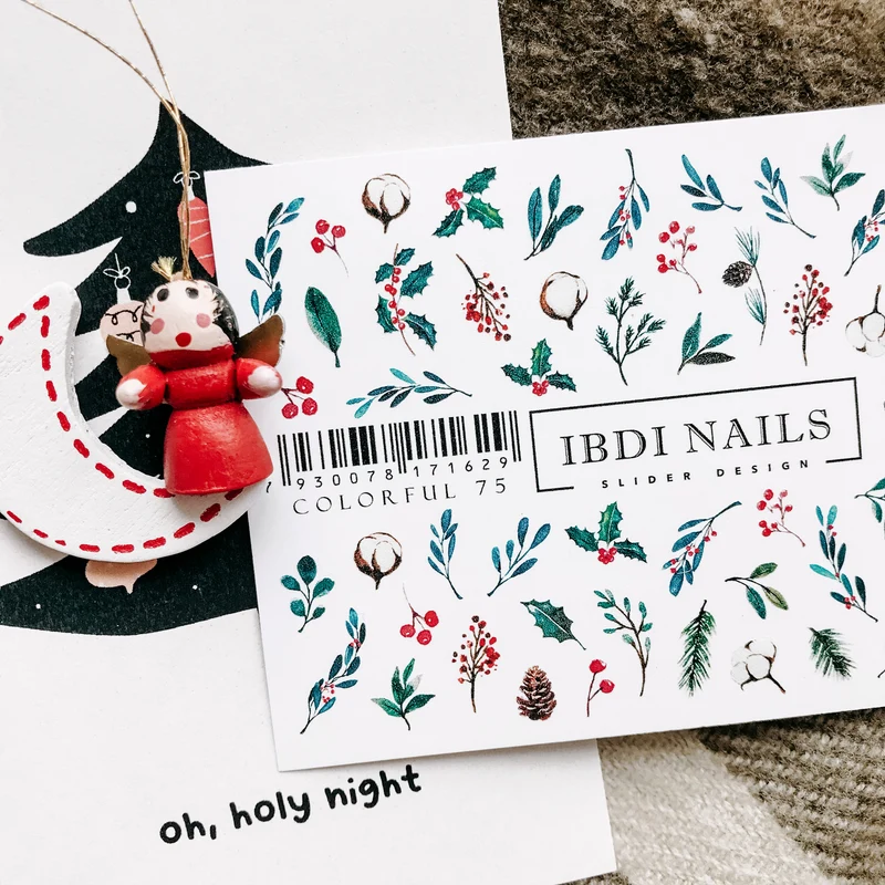 IBDI Mistletoe nail decals / sliders #COLORFUL 75