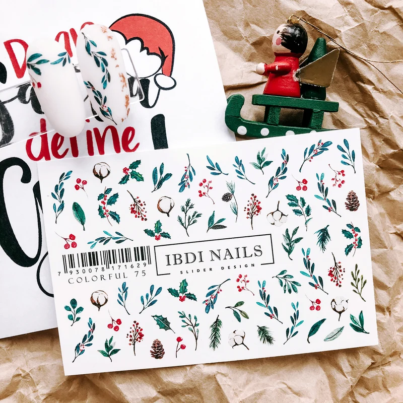 IBDI Mistletoe nail decals / sliders #COLORFUL 75