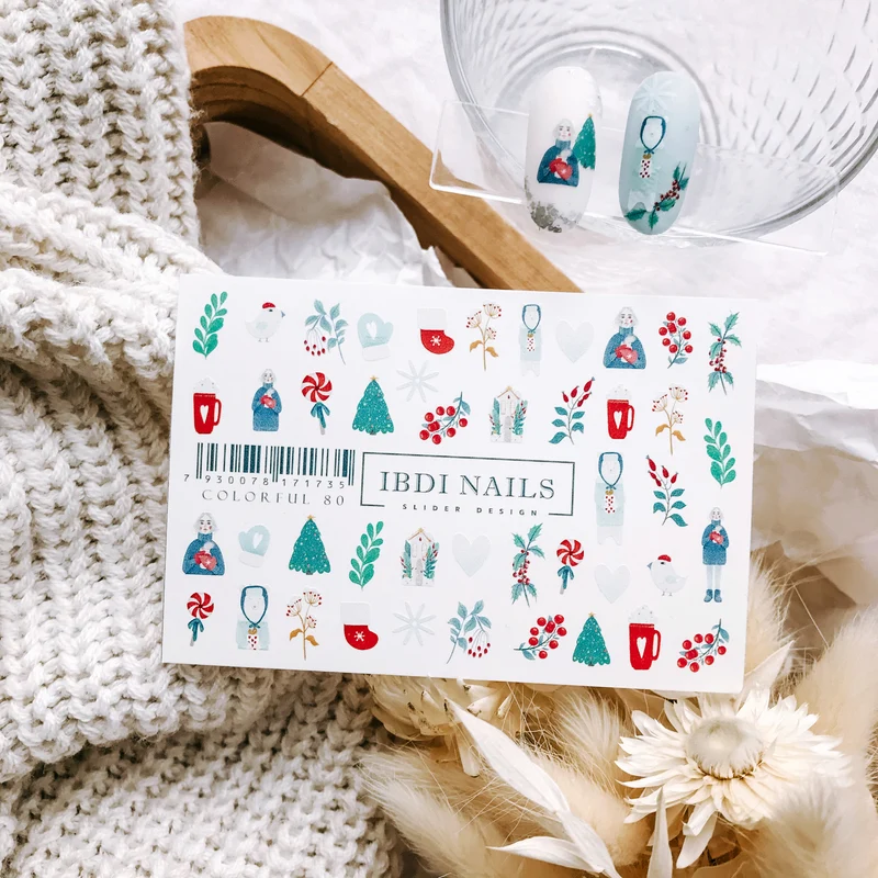 IBDI Winter nail decals / sliders COLORFUL 80