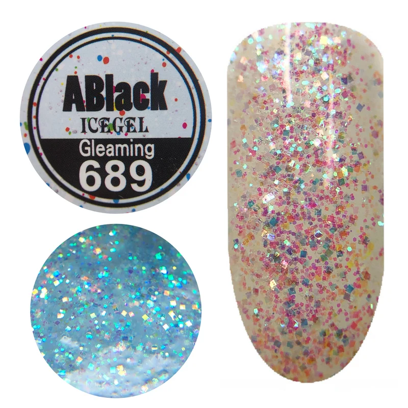 ICEGEL ABlack gleaming gel polish, 689-700 11 Colors