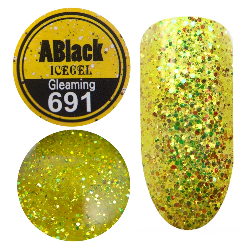 ICEGEL ABlack gleaming gel polish, 689-700 11 Colors