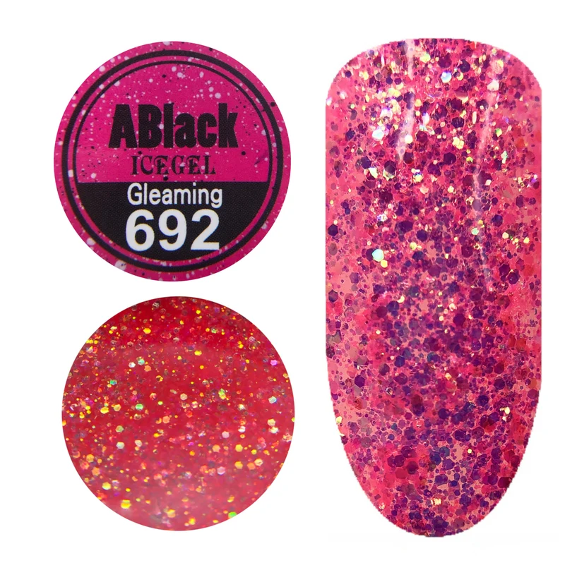 ICEGEL ABlack gleaming gel polish, 689-700 11 Colors