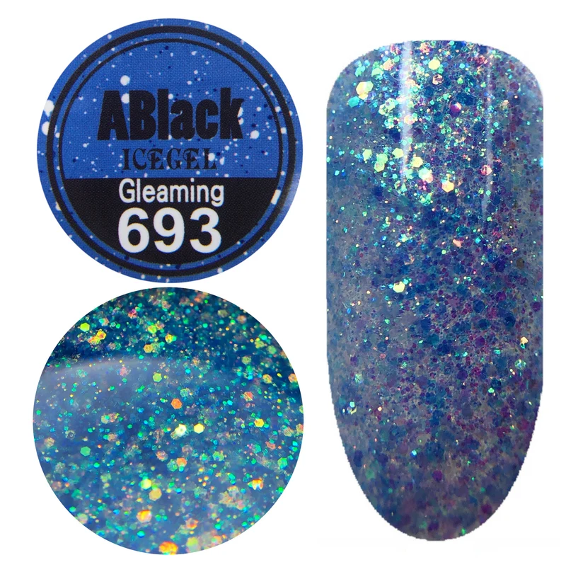 ICEGEL ABlack gleaming gel polish, 689-700 11 Colors