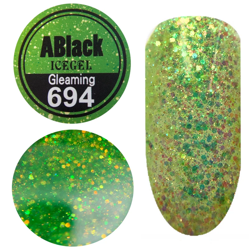 ICEGEL ABlack gleaming gel polish, 689-700 11 Colors