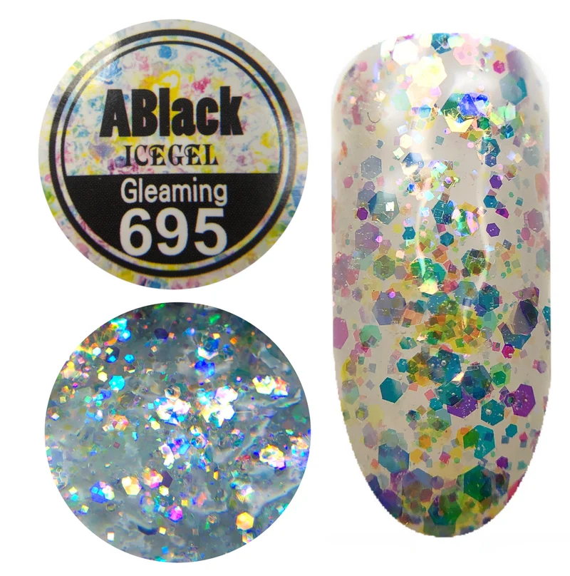 ICEGEL ABlack gleaming gel polish, 689-700 11 Colors