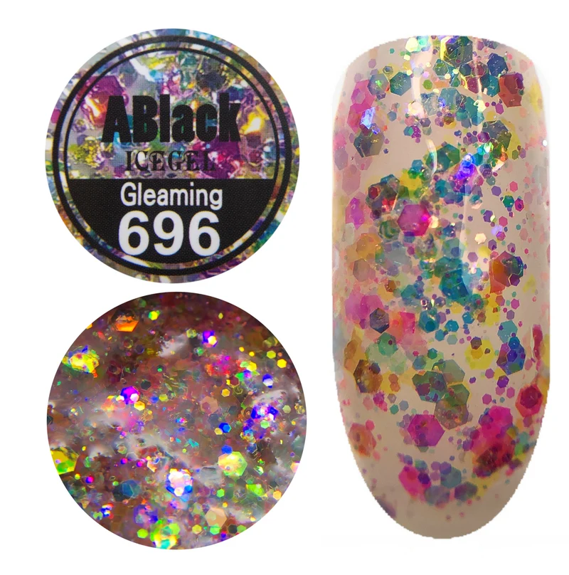 ICEGEL ABlack gleaming gel polish, 689-700 11 Colors
