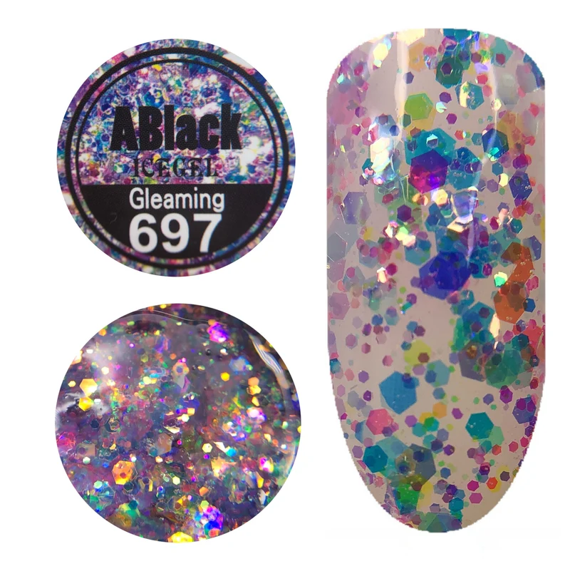 ICEGEL ABlack gleaming gel polish, 689-700 11 Colors