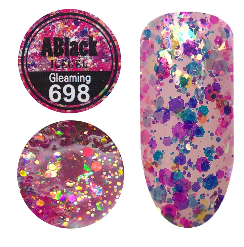 ICEGEL ABlack gleaming gel polish, 689-700 11 Colors