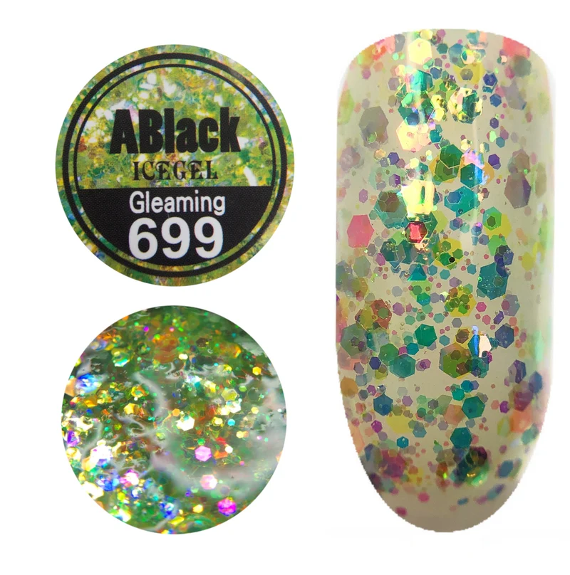ICEGEL ABlack gleaming gel polish, 689-700 11 Colors