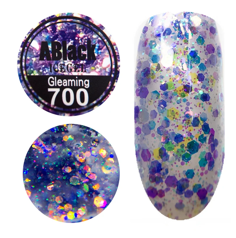 ICEGEL ABlack gleaming gel polish, 689-700 11 Colors