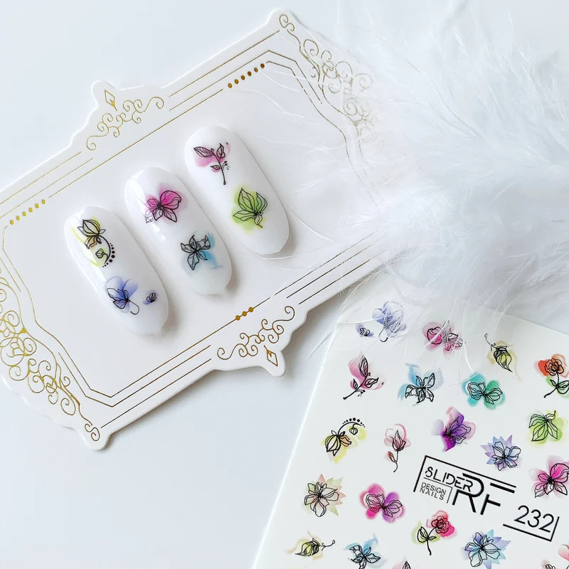 Slider.RF Flower nail decals / sliders 232