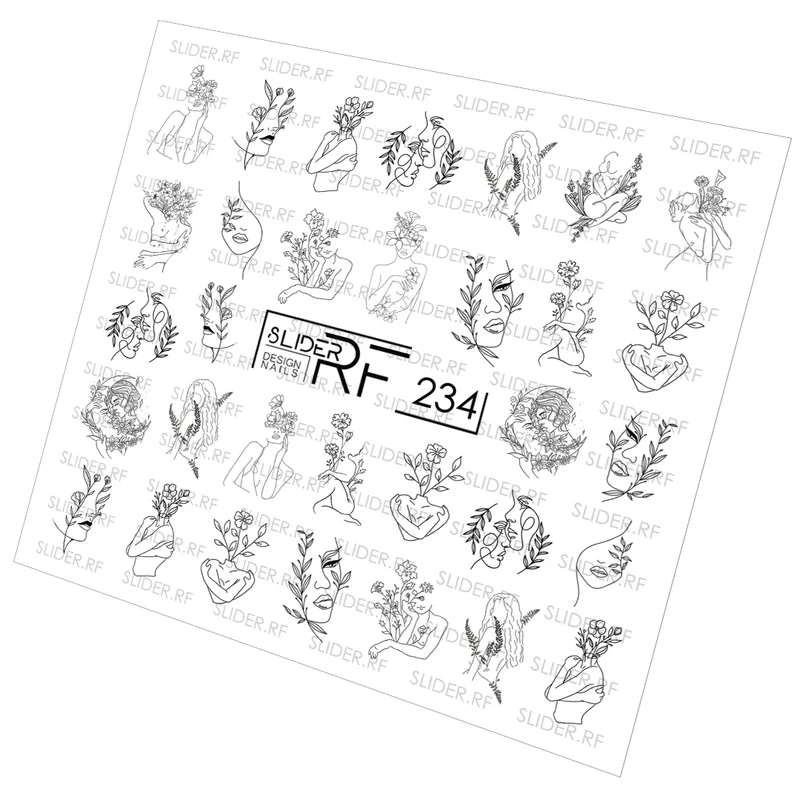 Slider.RF Abstract woman nail decals / sliders 234
