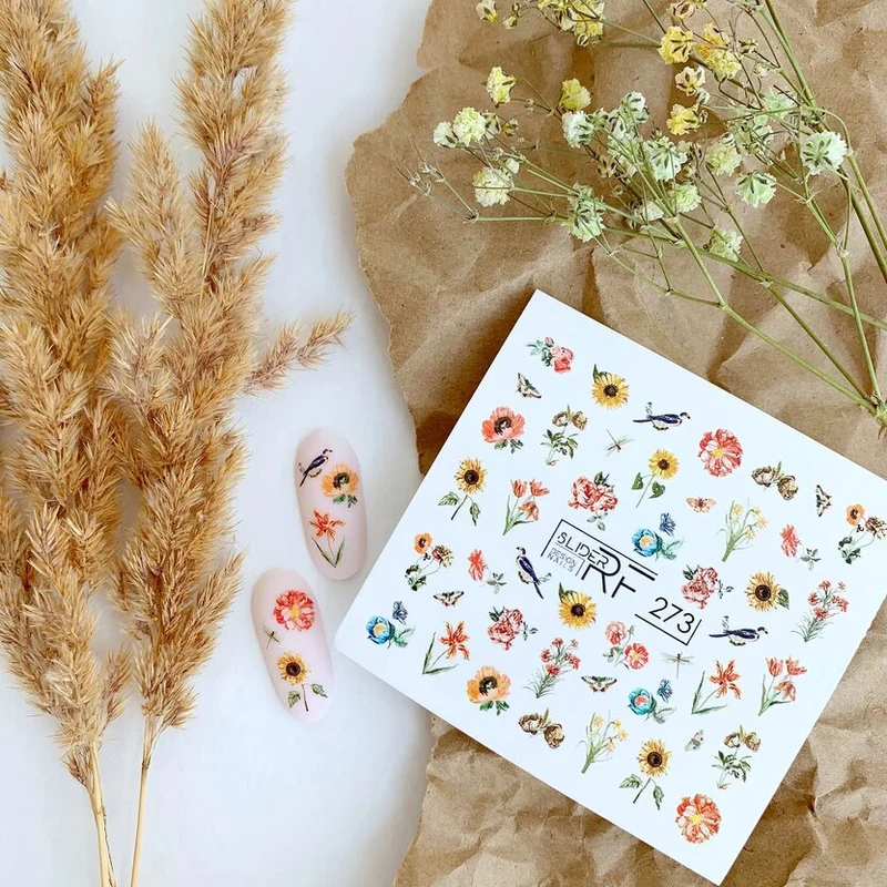 Slider.RF Flower nail decals / sliders 273