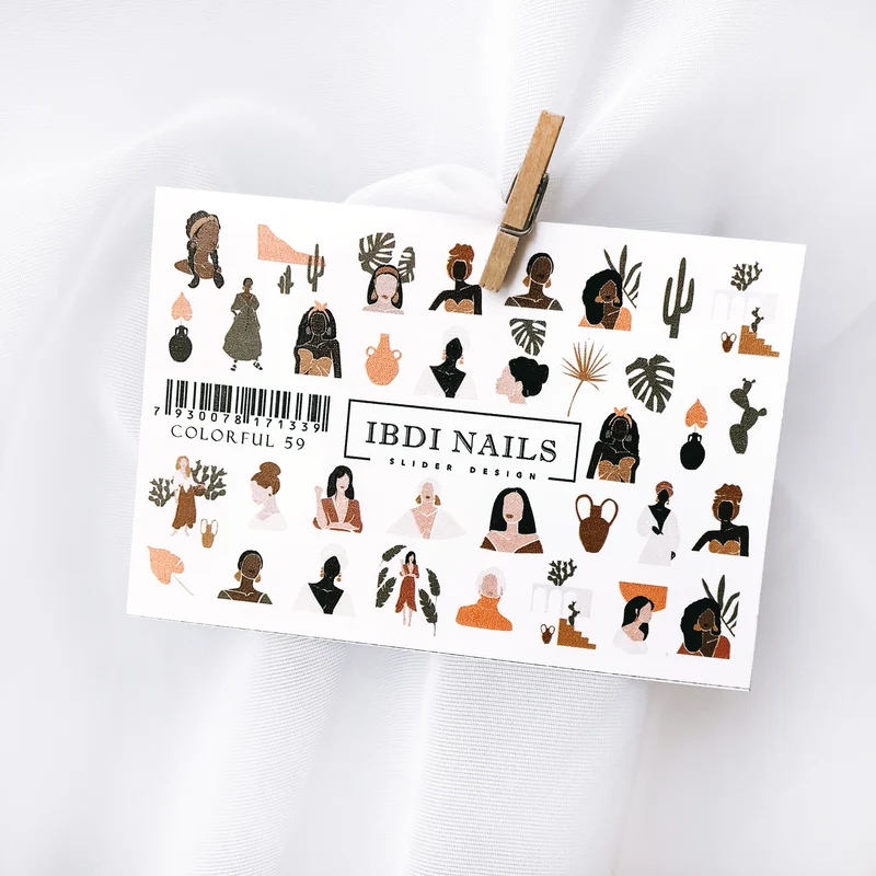 IBDI Leaf and Fashion nail decals / sliders #Colorful 59