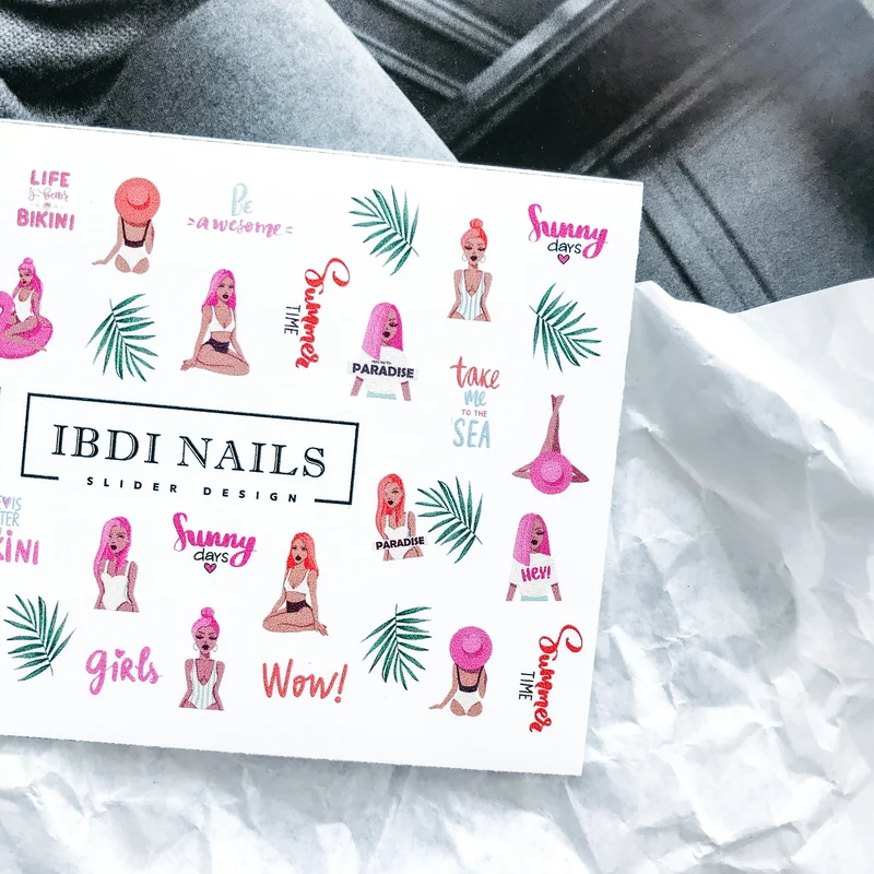IBDI Leaf and Fashion nail decals / sliders #Colorful 57