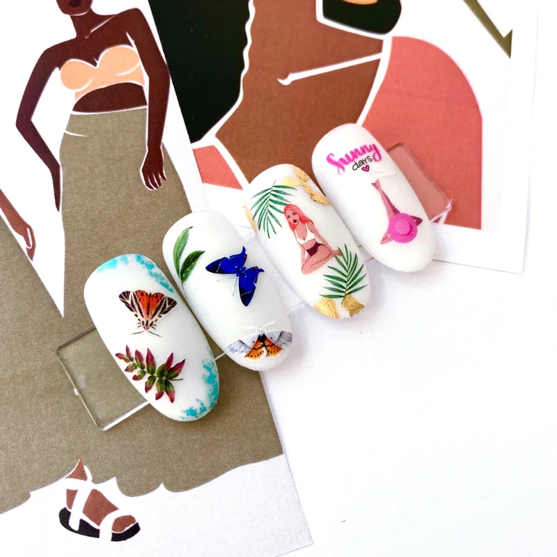 IBDI Leaf and Fashion nail decals / sliders #Colorful 57