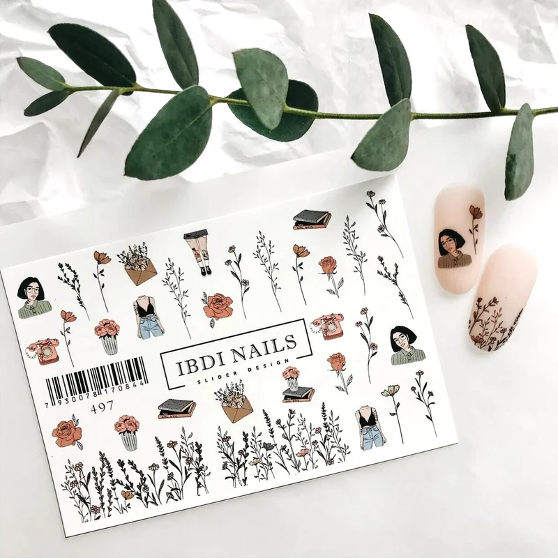 IBDI Flower and Fashion nail decals / sliders #497