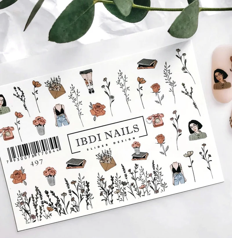 IBDI Flower and Fashion nail decals / sliders #497