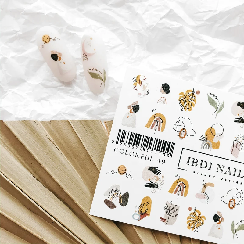 IBDI Leaf and Fashion nail decals / sliders #Colorful 49