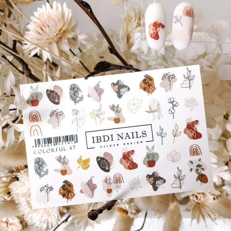 IBDI Leaf and Fashion nail decals / sliders #Colorful 47