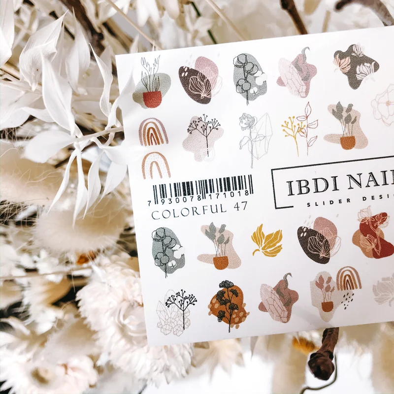 IBDI Leaf and Fashion nail decals / sliders #Colorful 47