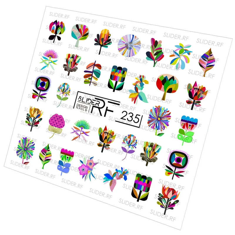 Slider.RF Abstract flower nail decals / sliders 235