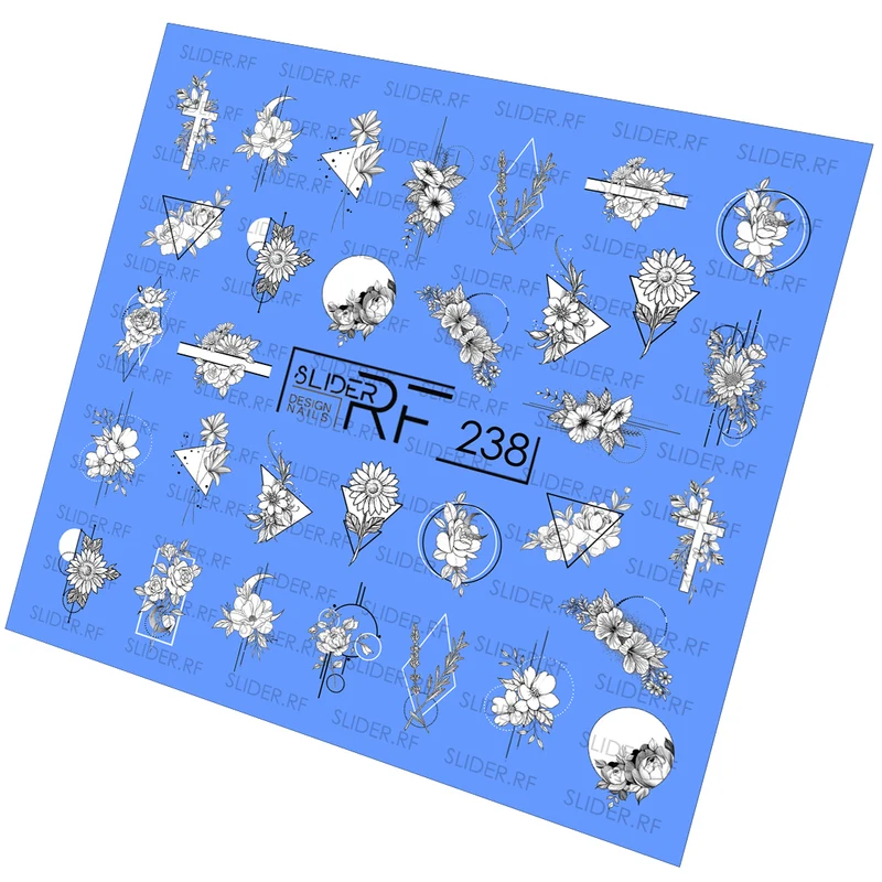 Slider.RF Geometric flower nail decals / sliders 238