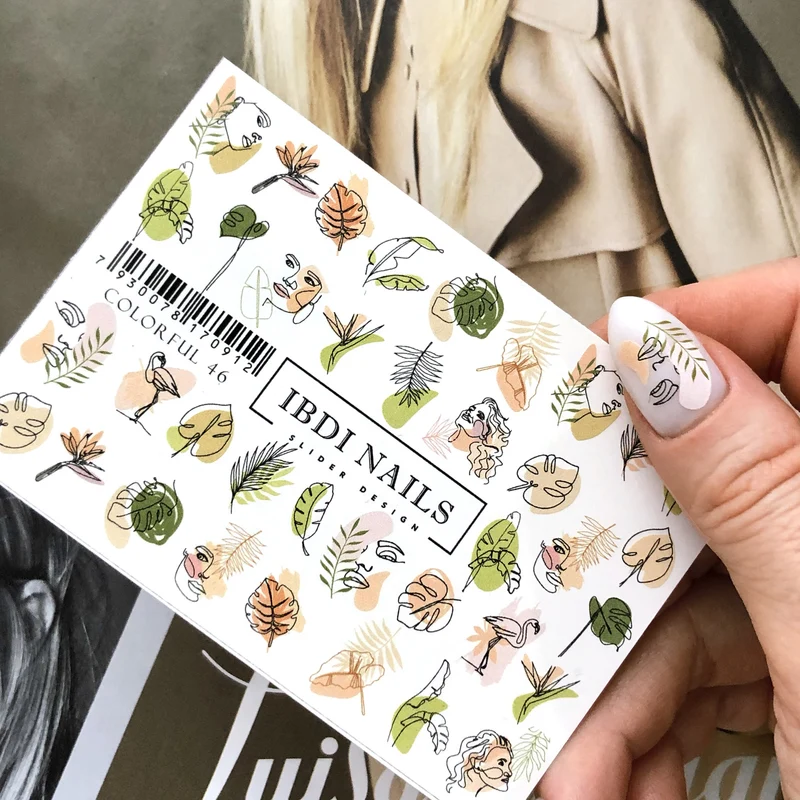 IBDI Leafs and Fashion nail decals / sliders #COLORFUL 46