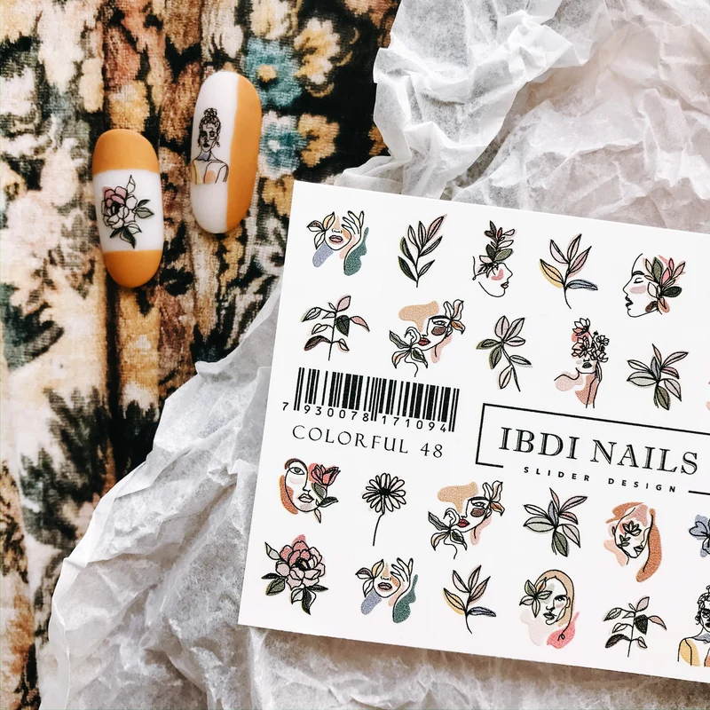 IBDI Flower and Fashion nail decals / sliders #Colorful 48