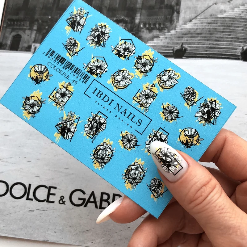IBDI Flower nail decals / sliders # Colorful 45