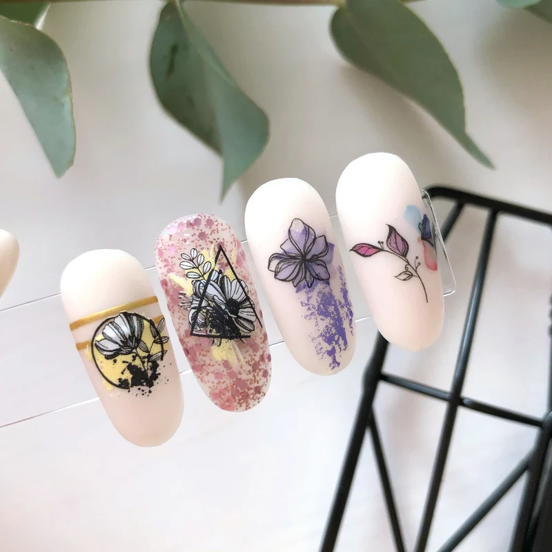 IBDI Flower nail decals / sliders # Colorful 45