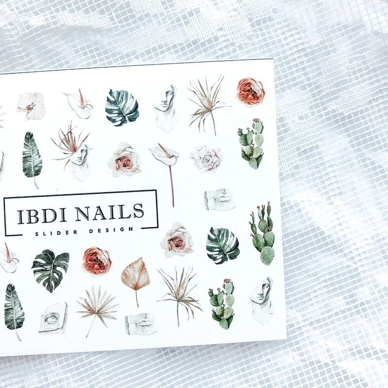 IBDI Leaf and flower nail decals / sliders #Colorful 58