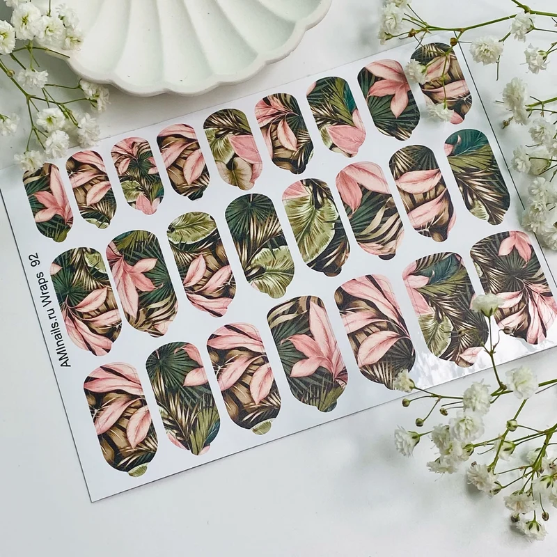 Nagelfolie 92 Nail Wraps für Maniküre AMINAILS