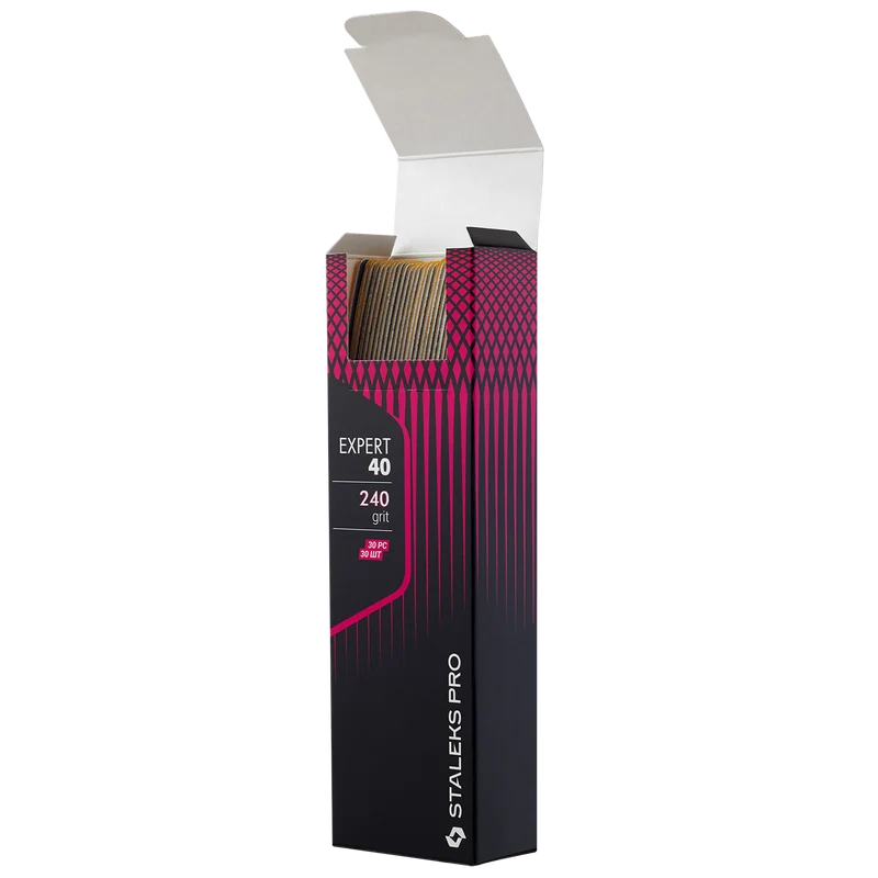 STALEKS PRO Reusable file 30 pack, Crescent, Padded back 100, 150, 180, 240 grit, base required, manicure nail tools