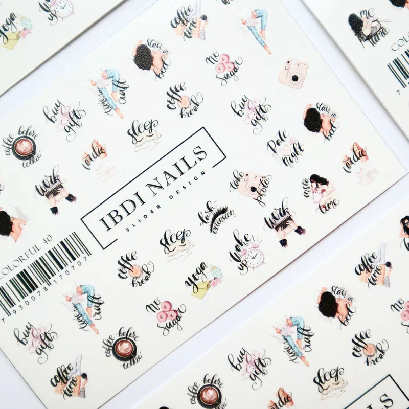 IBDI Coffee weekend nail decals / sliders #Colorful 40