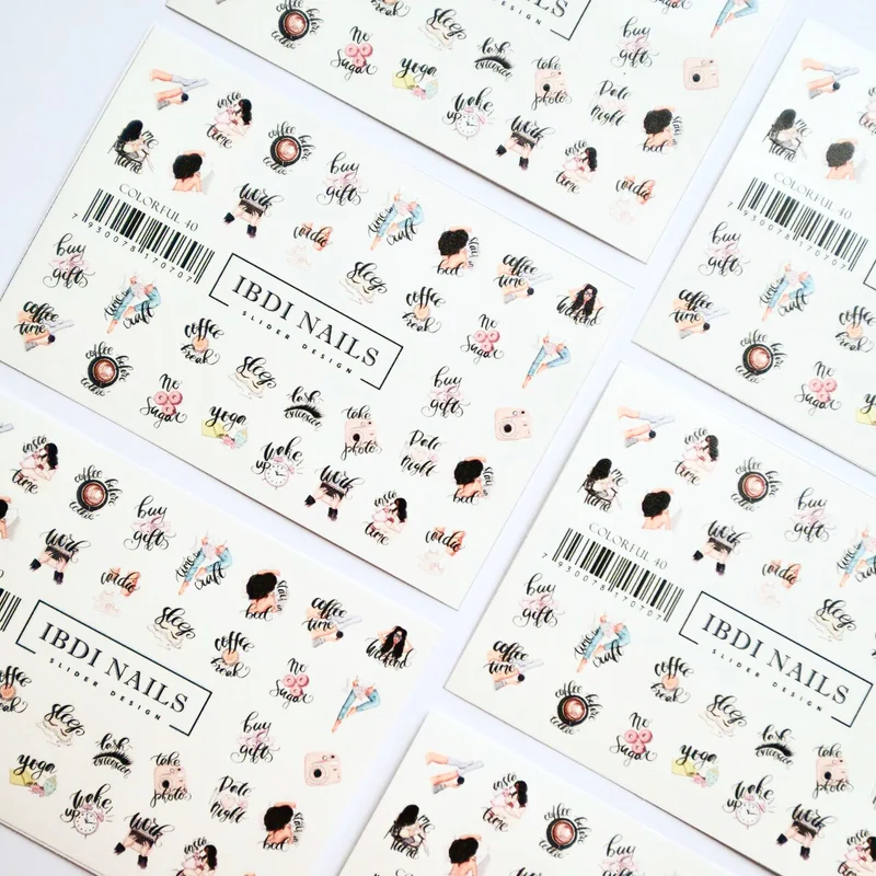 IBDI Coffee weekend nail decals / sliders #Colorful 40