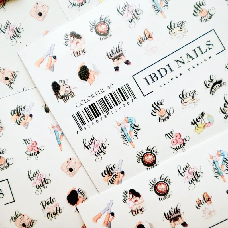 IBDI Coffee weekend nail decals / sliders #Colorful 40