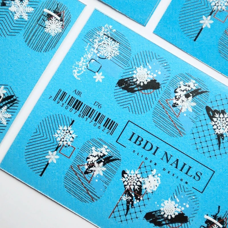 IBDI Winter holiday snowflakes nail decals / sliders #Air 176