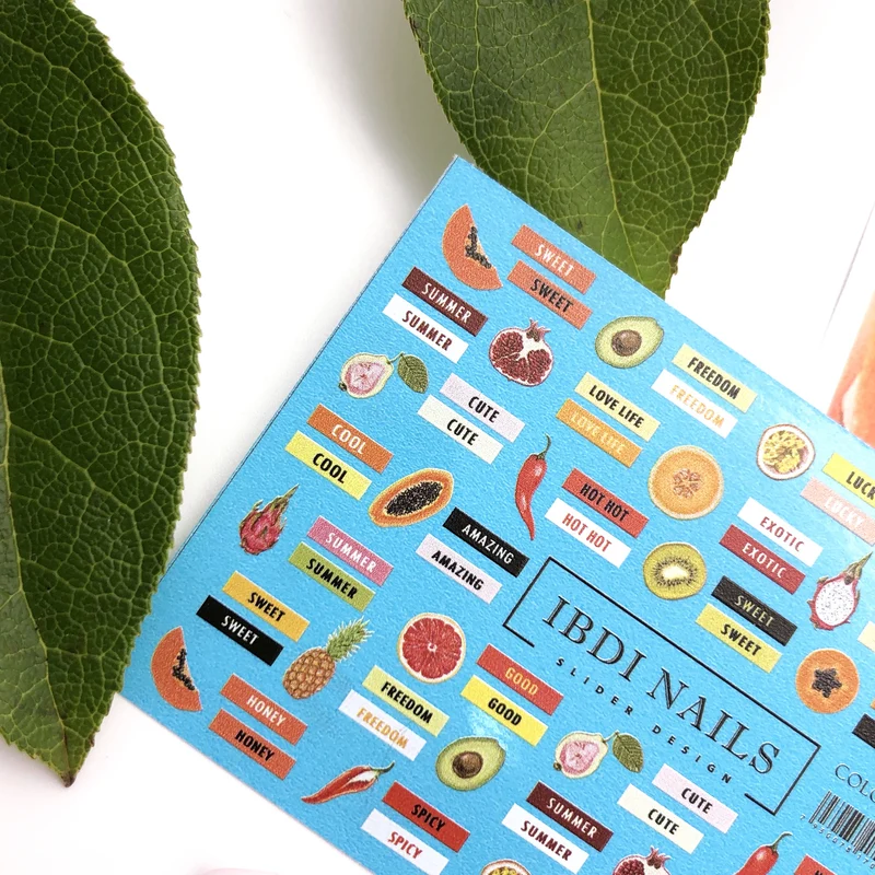 IBDI Summer word and fruit nail decals / sliders #Colorful 27