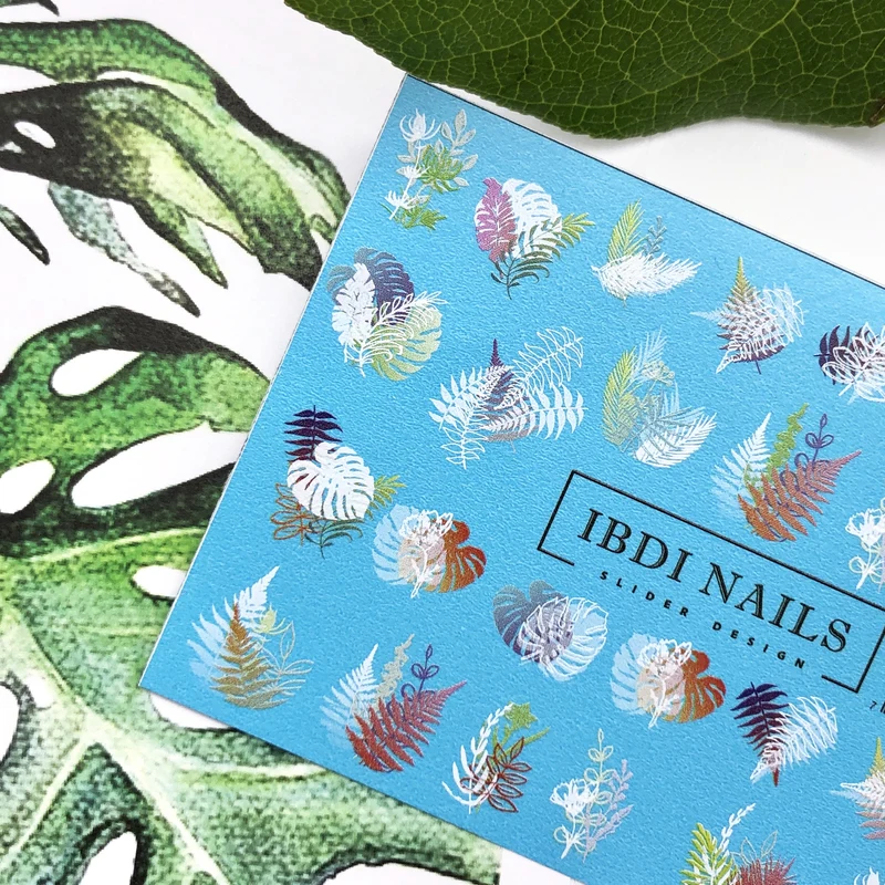 IBDI Abstract leaf nail decals / sliders #Colorful 22