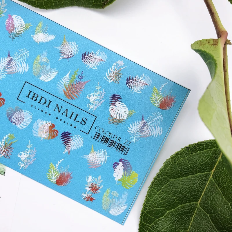 IBDI Abstract leaf nail decals / sliders #Colorful 22