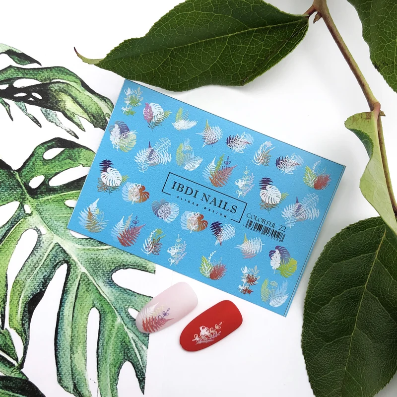 IBDI Abstract leaf nail decals / sliders #Colorful 22