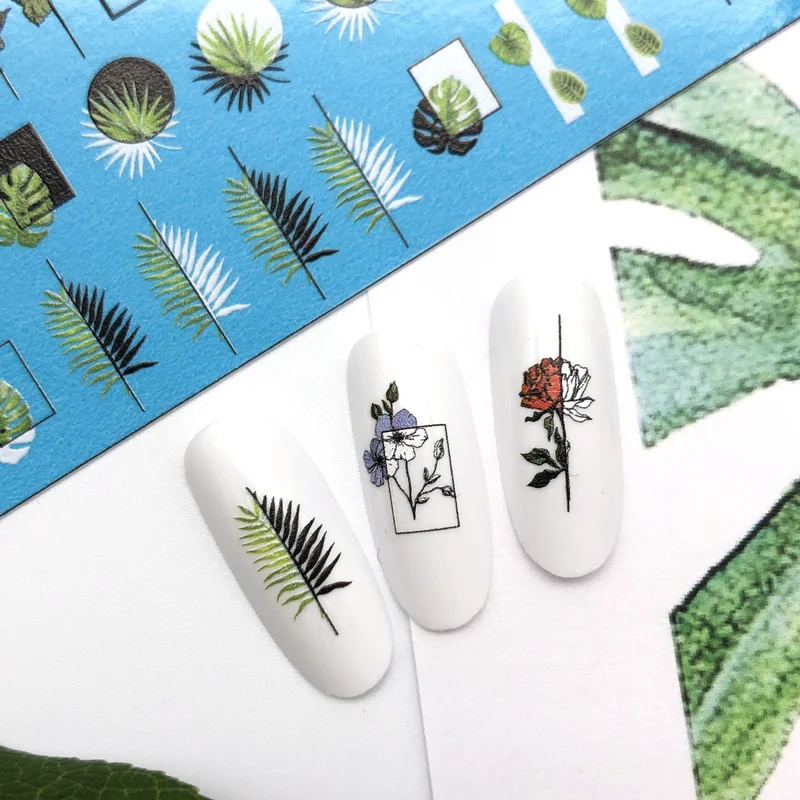 IBDI Abstract Flower nail decals / sliders #Colorful 23