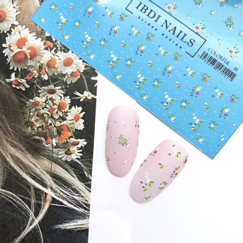 IBDI Flower nail decals / sliders #Colorful 18