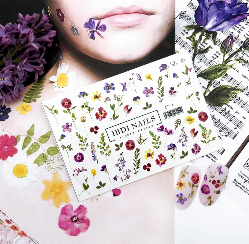IBDI Flower nail decals / sliders #473
