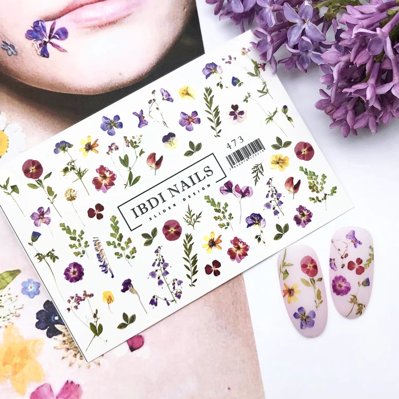 IBDI Flower nail decals / sliders #473