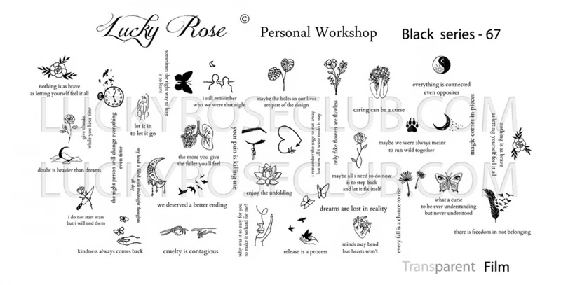 Sticker Design "Black series" 67 (Wasserlösliche Aufkleber) Lucky Rose
