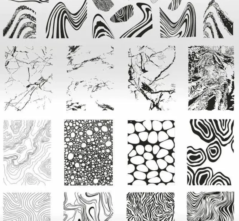 25 TEXTURES stamping schablone + design blatt TAKIDA