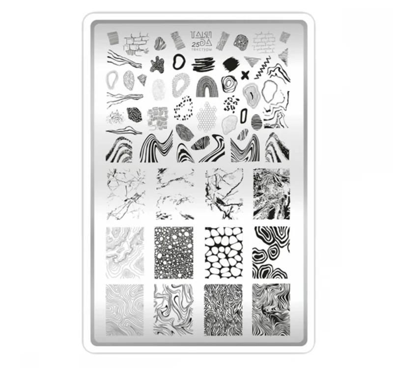 25 TEXTURES stamping schablone + design blatt TAKIDA