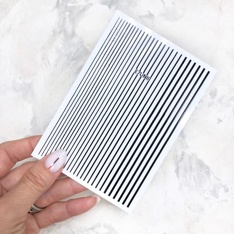 Black line nail stickers for nail art